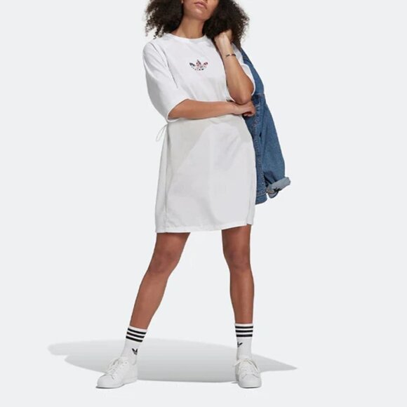 Adidas Originals T-Dress Women's Size XS White Embroidered Logo - Picture 1 of 10